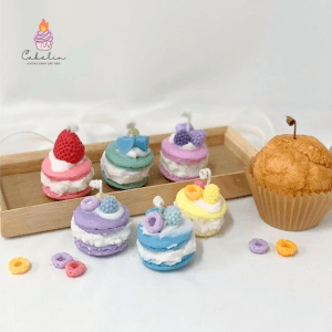 Nến Bánh Macaron Mix Topping CAKELIN