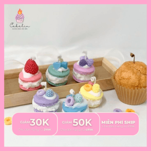 Nến Bánh Macaron Mix Topping CAKELIN